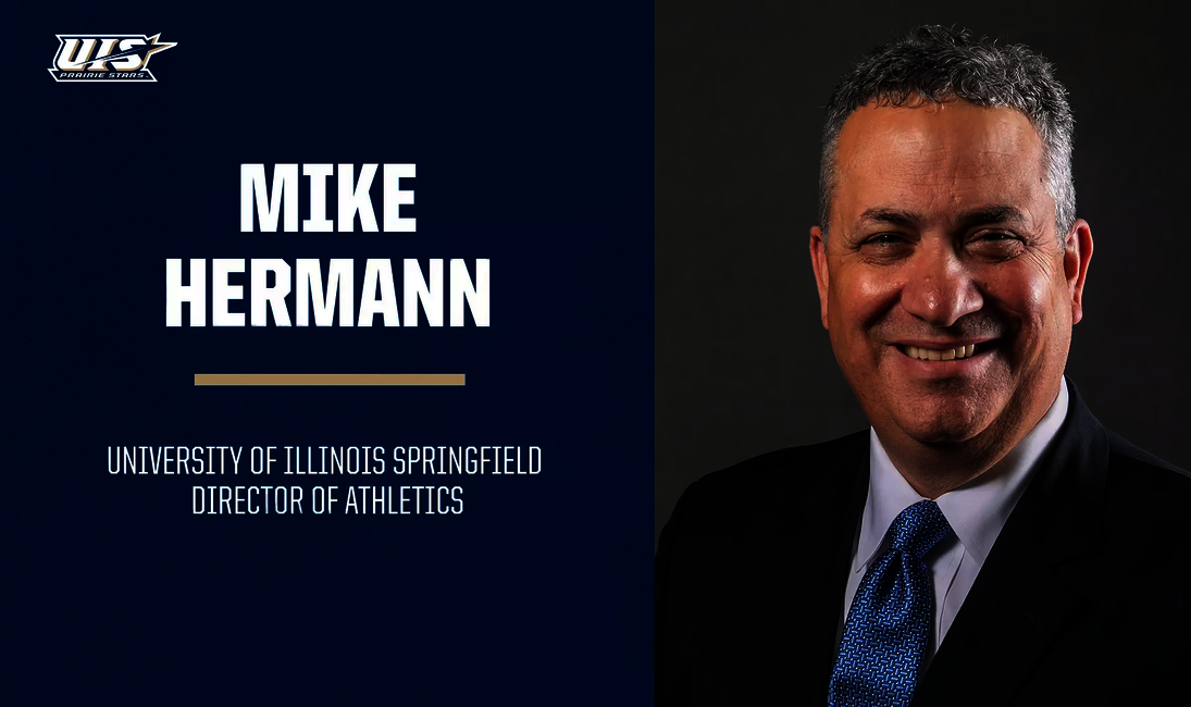 Mike Hermann's headshot. Mike Hermann. University of Illinois Springfield Director of Athletics. UIS Athletics Logo.