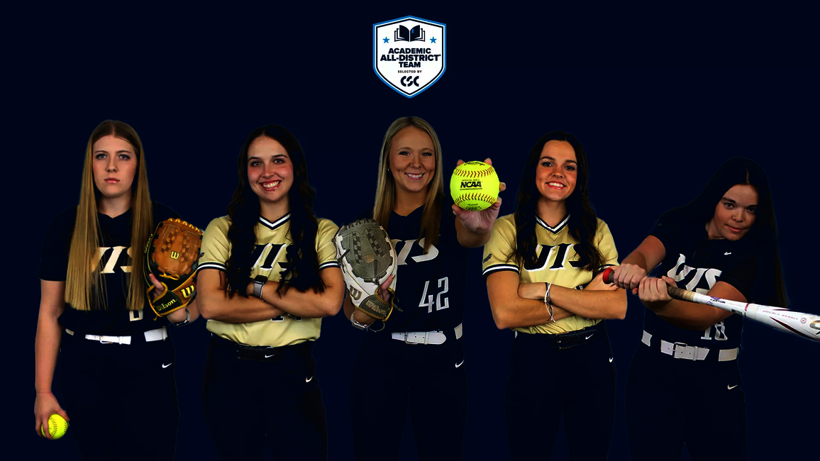 Ella Brinkley, Sophie Margelot, Taylor Zawacki, Rosie Bartletti, and Isabella Wilson. CSC Academic All-District logo