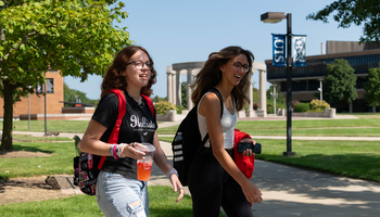 Students walk on campus