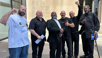 Left to right – Daniel Rodriguez (son of Harry, who is pictured on his shirt), Fernando Gomez, Michael McCastle, Gregorio Cardona, Robert Cardona, Lowell Higgins-Bey