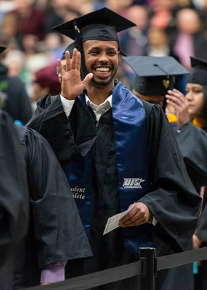 Student in cap and gown