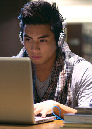 Student on computer