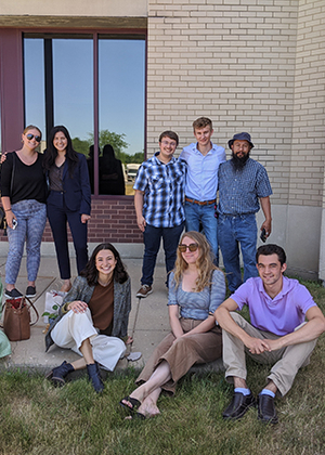 llinois Innocence Project staff, interns and volunteers await the release  of client Jennifer McMullen. 