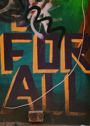 Photo of grafitti - text "For All"