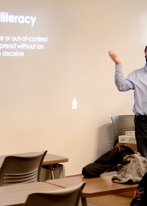 Jason Piscia speaking to class