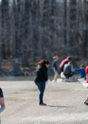 collecting trash lake field station