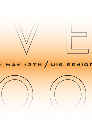 Over Look logo - contains the words "Over Look - April 25th - May 12th / UIS Senior Exhibition."
