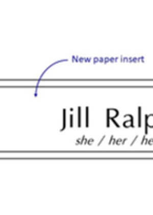 Pronoun nameplate example