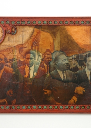 Art image of legacy of Lincoln includes image of MLK, Jr.