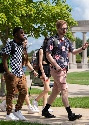 Students walk on campus