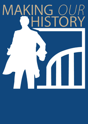 Logo with Lincoln and the UIS colonnade with the text "Making Our History: Artists Render Lincoln's Legacies"