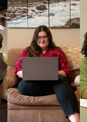 Students studying on computers