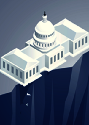 Graphic of the Capitol on the edge of a cliff
