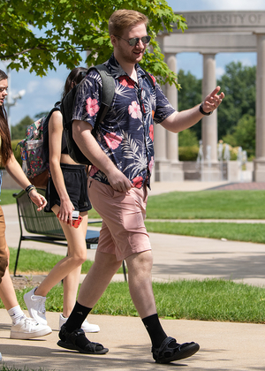Students walk on campus