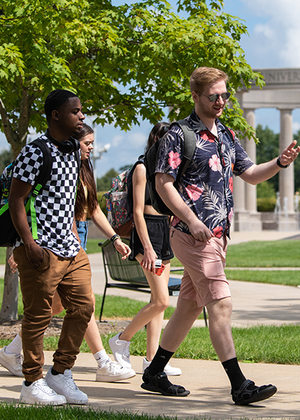 Students walk on campus