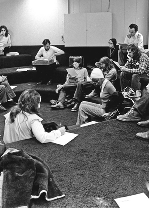 Photo of the 1970's "Pit" classroom at Sangamon State University 