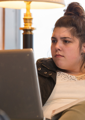 Student learning on computer