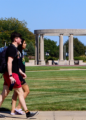 Students walking on campus