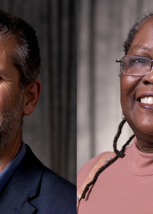 Headshot photos of Devin Hunter and Lesa Johnson