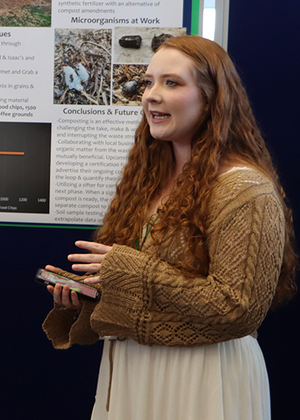 A female student presenting her project