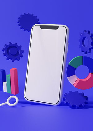 mobile phone with app images around it