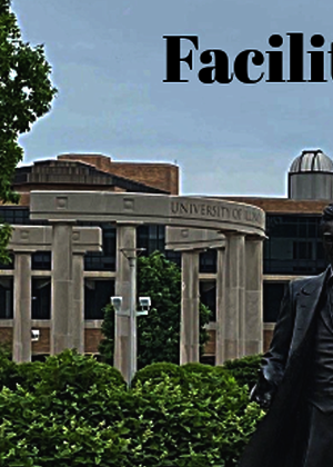Facilities and Services July Newsletter Header of Abe Lincoln Statue on Campus