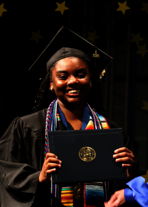 A student at commencement.