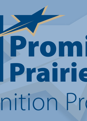 blue background with the prairie star and the logo for the Promising Prairie Star program
