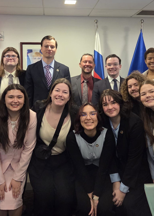 UIS students and faculty pose together at the 2025 Model United Nations Conference in New York City.