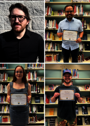 2025 Undergraduate Research Award winners: Cameron Brown, Abhi Soni, Noel Gauen, and Nathan Davis