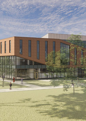 An artist rendering of the Library Commons building