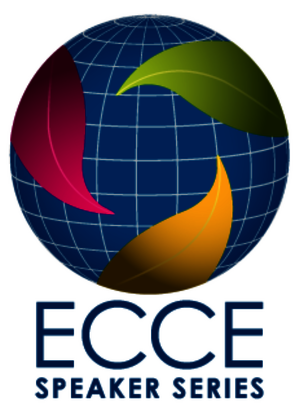 ECCE Speaker Series logo with globe and colorful leaf shapes.