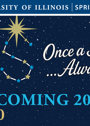 UIS Homecoming 2026 banner with star theme and QR code.