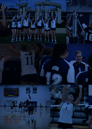 A collage of volleyball game photos