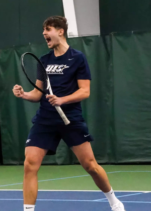 UIS Tennis Player Miran Todorovic celebrates a point