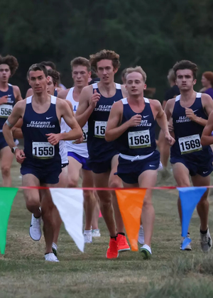 UIS men's cross country team leading race