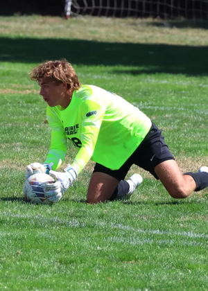 Landon Amick in goal