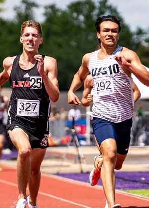 Matt Padilla running an outdoor track race