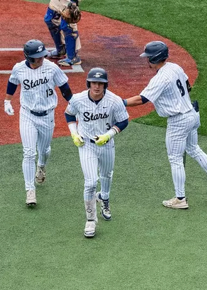 Kaden Griffitts after hitting a home run