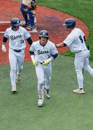 Kaden Griffitts after hitting a home run