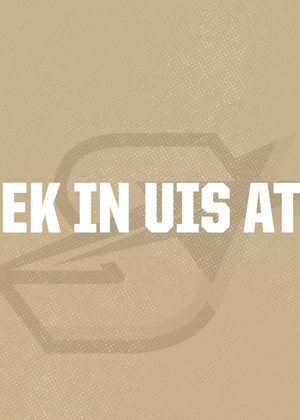 This week in UIS Athletics- white text on a gold background
