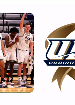 A celebration photo of the 2022-23 men's basketball team paired with the 15 Years of NCAA DII Anniversary logo