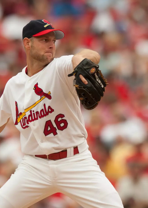 Jason Simontacchi pitching for St. Louis Cardinals