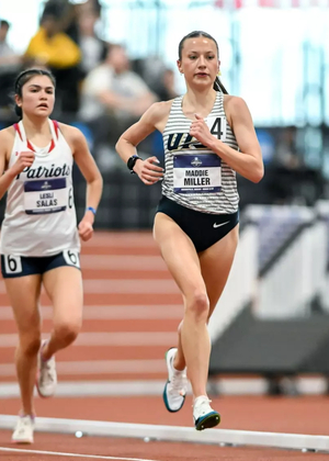 Maddie Miller racing indoor track