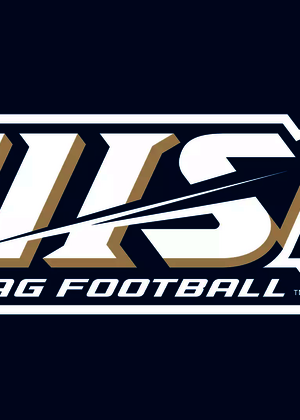 UIS Athletics Flag Football logo on blue background