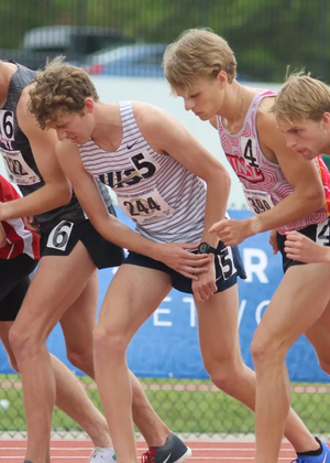 Noah Tegeler on starting line of race