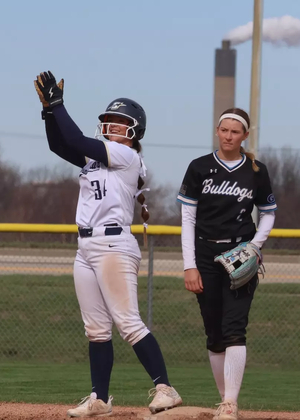 Taylor Ford celebrates on base