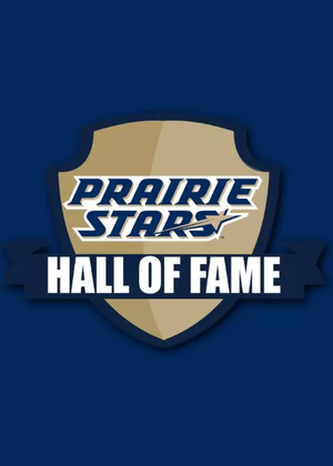 Prairie Stars Hall of Fame logo on UIS blue background