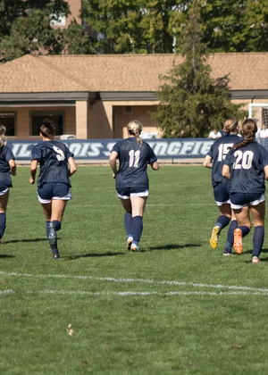 UIS Women's Soccer team celebrating