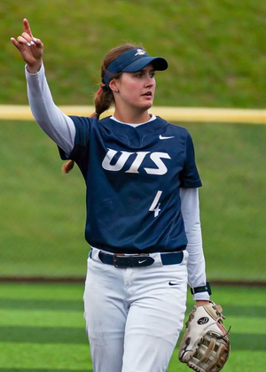 UIS Softball Athlete Bailey Masching in the infield